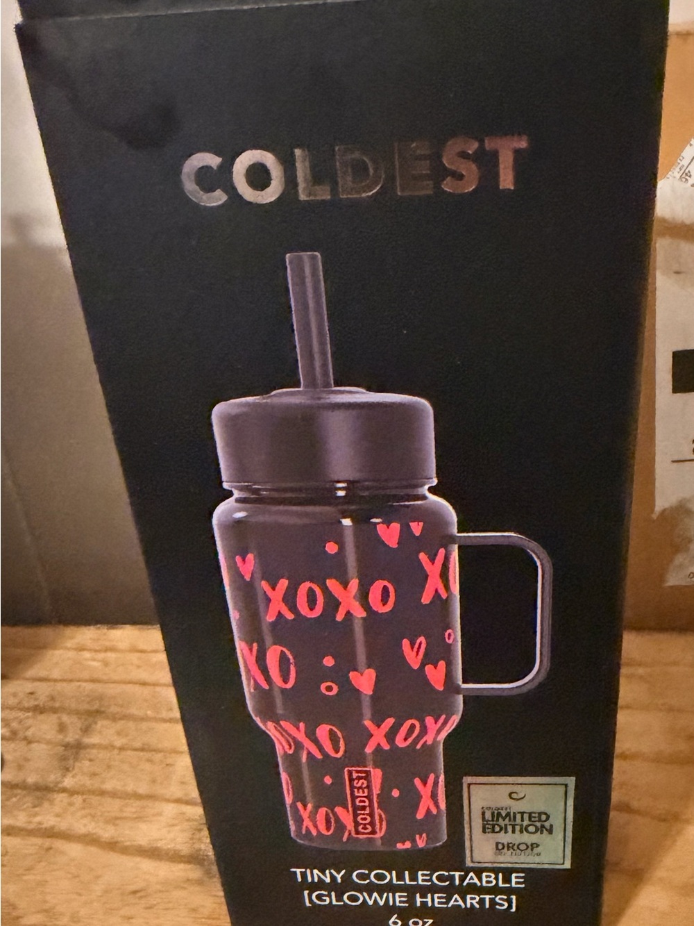 Coldest Tiny Collectable Travel Mug - Black with Pink 'XOXO' Hearts